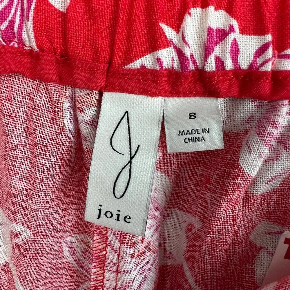 Joie Linen Blend Pleated Cuffed High Waisted Floral Shorts‎ NWOT Size 8